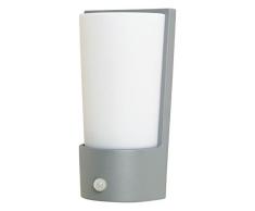 lutec intemporel Pino Applique murale extérieure avec détecteur de mouvement PIR de Fonte dAluminium Culot E27, IP44, argent 1841 4 SI