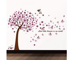 Walplus Autocollant Mural Ãnorme Arbre avec 3D Papillons et Pois Amovible Auto-AdhÃ©sif Art Autocollant Murals CrÃ¨che Restaurant CafÃ© HÃ´tel Construction Bureau Maison DÃ©coration