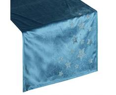 Eurofirany Nappe de Table en Velours Bleu Marine 40 x 140 cm
