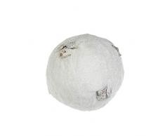 EUROCINSA Ref.27121 Boule Pendentif Blanche en rotin Brillant avec incrustations de Pommes de pin 15 cm 6 pièces, 15 cm