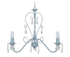 Tosel 20891 Lustre, Tube et tÃ´le Acier, Peinture Ã©poxy, Pampilles ver, E14, 60 W, Gris Bleu CÃ©rusÃ©