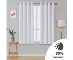 Deconovo Rideau Occultant à Oeillet Isolant Cuisine Chambre Adulte Interieur Thermique Anti Chaleur Design 2 Pcs, Blanc Pâle Gris, 140x138cm
