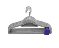 JVL Simple Gamme Toucher Velours Mince économiser de lespace antidérapant cintres Lot de 50, recyclé, Plastique ABS, Nylon, Zinc, Gris, 41.5 x 0.5 x 22.5 cm