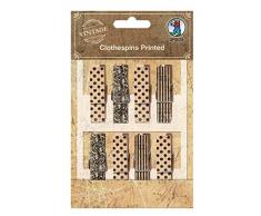 URSUS 40610001 Lot de 8 pinces à linge imprimées en bois style vintage 4,5 cm