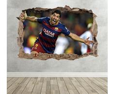 Wall Decor 247 Sticker Mural 3D Luis Suarez pour Chambre denfant Motif Football cassé 50 cm x 35 cm
