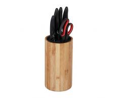 Relaxdays 10027601 Bloc Bambou Non Garni, Porte Bois, Rangement Universel 10 Couteaux HLP 23x12,5cm, Nature