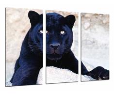 Tableau Moderne Photographique, Impression sur bois, Panthère sur le rocher, Animal, Féline, 97 x 62 cm, ref. 26668