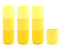 COOKUT MOJ10JA Pack de 10 Bougeoirs pour Construire Un Chandelier + 4 Connecteurs avec 2 Trous + 2 Connecteurs avec 4 Trous + 1 Socle Silicone Alimentaire Jaune