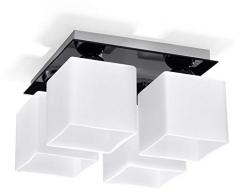 Sollux Lighting Piazza 4 Plafonnier en verre Blanc Noir