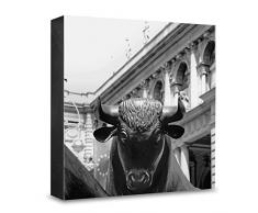 COGNOSCO HG-F104 Tableau Mural en Bois avec Photo darchitecture Frankfurt et Ourson Noir/Blanc 15 x 15 cm