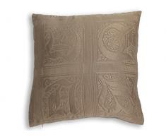 Soleil docre Coussin 40x40 cm ABC Blanc, Motif lettrines en piqué de Coton, Polycoton, Ecru, 40 x 40 cm