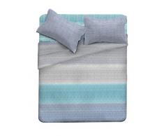 Italian Bed Linen cl-em-barree acqua-1p Complet lit Sac Emotion et taies doreiller, Coton, ImprimÃ©, Simple, 300Â x 150Â x 1Â cm