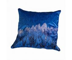 Coussin 60 x 60 cm déhoussable - Thème Neige et Montagne - couleurs: Bleu et Blanc - Photo dart by Isabelle Delbecque