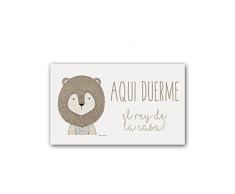 CUADRIMAN ppla-l Plaque Porte Lion, Bois, Ocre et Marron, 15Â x 25Â cm