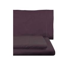 Home Royal - Parure de lit composÃ©e par 1 Drap Plat, 180 x 285 cm, 1 Drap Housse, 108 x 200 cm, 1 traversin, 45 x 130 cm, Couleur Violet