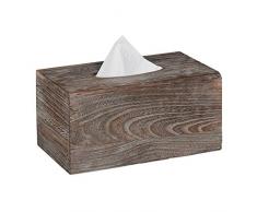 Relaxdays 10025559 Boîte à mouchoirs, Distributeur lingettes salle de bains, bois, style Shabby, HLP : 13 x 26,5 x 14,5cm, marron, 1 élément