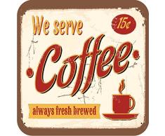 PAPILLON Absorbant Dessous de Verre Chaque avec Une Belle Impression Photo, cafÃ© rÃ©tro, Lot de 6