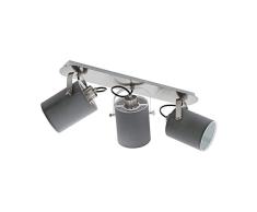 EGLOá¦ VILLABATE Gris 3 Spot Design 98141 Acier Nickel SatinÃ© Tissu 30 W