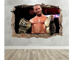 Wall Decor 247 Sticker Mural 3D Randy Orton Smashed Breakout WWE pour Chambre de garÃ§ons - Grand Paysage 70 cm (l) x 50 cm (h)
