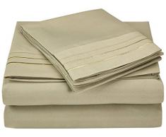 Qualité supérieure Ultra Doux Poids léger résistant aux Rides de lit avec 3-Line Broderie dans Un Coffret Cadeau, 100% Microfibre brossé, Sauge, Double, L/XL, 3 pièces