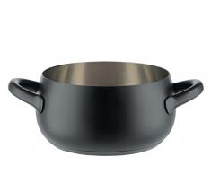 Alessi Sg101/20 B Mami Faitout en Acier Inoxydable 18/10 avec Revêtement en Résine Silicone, Noir, Fond en Acier Magnétique Compatible avec la Cuisson Par Induction, à 20 Cm