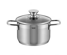 Silit 2102285892 Faitout Haut avec Couvercle, Acier Inoxydable, Argent, 16 cm