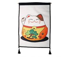 Panneau Chat Japonais Porte Bonheur - Décoration Japonaise - 65 X 45 cm