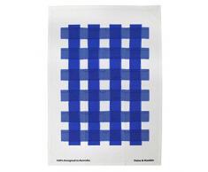 Raine et Humble Aquarelle Vichy Torchon, Coton, Bleu Brillant, 50Â x 70Â x 0.25Â cm