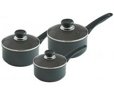 KUHN RIKON Easy Induction 3 pièces de Casserole, Aluminium, Noir, 18 x 20.5 x 48 cm