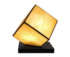 World Art TWTC08137 Chevet Cube Lampe de Table de Nuit Style Tiffany, Verre, E14, 25 W, Multicolore, H24 x L22 x S22 cm