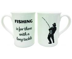 Element Gifts Tasse en Porcelaine Anglaise Motif pÃªche est pour Ceux avec Un Long Tackle Blanc Taille Unique