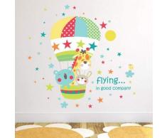 Walplus Autocollant Mural Best Friends Hot Air Balloon Ride Amovible Auto-Adhésif Art Autocollant Murals Crèche Restaurant Café Hôtel Construction Bureau Maison Décoration