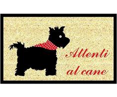 GIFTCOMPANYITALY OGGETTI IDEE DESIGN Gift Company-Attention au Chien Paillasson en Coco/PVC Coloré 75 X 1,5 X 45 cm