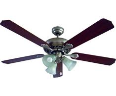 bastilipo Ventilateur de plafond pour 3 tuplipas E27, 60 W, gris satiné, 132 x 47 cm