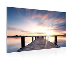 Tableau decoration murale Pont sur le lac - XXL Impression sur Toile Salon Appartment 1 Parties - prêt à accrocher - 606914a