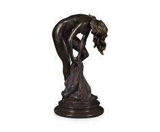 Arte Dal Mondo XN2535 Nu fÃ©minin Sculpture Moderne en Bronze patinÃ© avec Socle en marbre, 21 x 14,5 x 16 cm