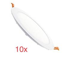 Pack 10x panneaux de spot à LED rondes, 18 W, blanc chaud (3000K), 1600 lumens réels, driver inclus, Taille standard 200 mm, 225 mm.