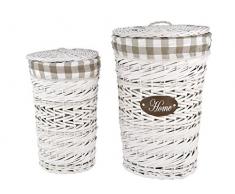 Home Lot de 2 paniers à Linge Ronds en Osier Blanc