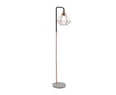 Relaxdays Lampe sur Pied en Forme de Diamant en marbre pour Salon, E27, Hauteur x Largeur x Profondeur 149 x 24,5 x 29 cm, cuivre/Noir/Blanc Acier