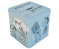 laroom Tirelire métallique Motif Petits épargne pour Grandes Illusions, Metal, Bleu, 12 x 12 x 12 cm