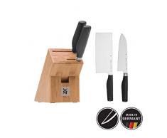 WMF Cuisine Plus Asia Bloc à couteaux 3 pièces comprenant 2 couteaux forgés 1 bloc en hêtre spécial Lame en acier spécial Performance Cut