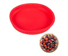Relaxdays 10027253 Moule à gâteaux Rond 25 cm en Silicone antiadhésif Rouge résistant Chaleur Pro Tarte Quiche