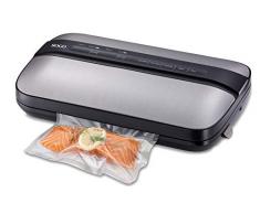 SOGO ENV-SS-13025 Machine sous vide et scellant pour aliments secs et humides, 120 W, système automatique daspiration, avec rouleau de sacs demballage, qualité jusquà largeur, gris, scellé de 30 cm