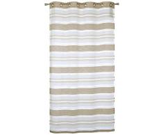 HomeMaison Voilage Rayé en Etamine Aspect Lin, Polyester, 240x140 cm