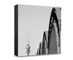 COGNOSCO HG-M111 Tableau Mural en Bois avec Photo darchitecture et Inscription en Allemand 15 x 15 cm