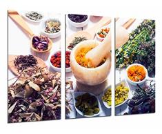 Tableau Moderne Photographique, Impression sur bois, Boutique Cuisine Herbes médicinales, Camomille, Melissa, 97 x 62 cm, ref. 26976