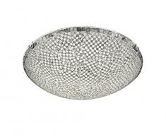 TRIO, Plafonnier, Mosaique incl. 1 x LED,SMD,30,0 Watt,3000K,2650 Lm. Verre, Transparent claire, Corps: Verre, argent Ã:50,0cm, H:13,0cm IP20,Réglable avec interrupteur