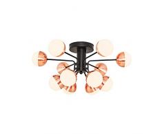 Homemania Lampe de plafond Kosmos Plafonnier sphÃ©rique en cuivre, noir en mÃ©tal, 64 x 64 x 30 cm, 12 LED x max 60 W, 6000 lm, 3000 K, lumiÃ¨re blanche naturelle