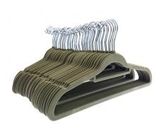 Solutions de Roman Mince en Velours floqué antidérapant Cintre avec Barre pour Pantalon, Gris, Lot de 4