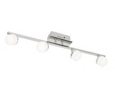 Oaks Lighting Kemi 14 W Plafonnier LED en Chrome avec 4 lampes en verre opalin